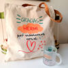 Pack Enseñar Con El Corazón Tote Bag+ Taza Cristal Translúcido. Toto Bag De Gran Capacidad De Algodón Con Asas En Corcho, Estampado Por Las 2 Caras. Opc..